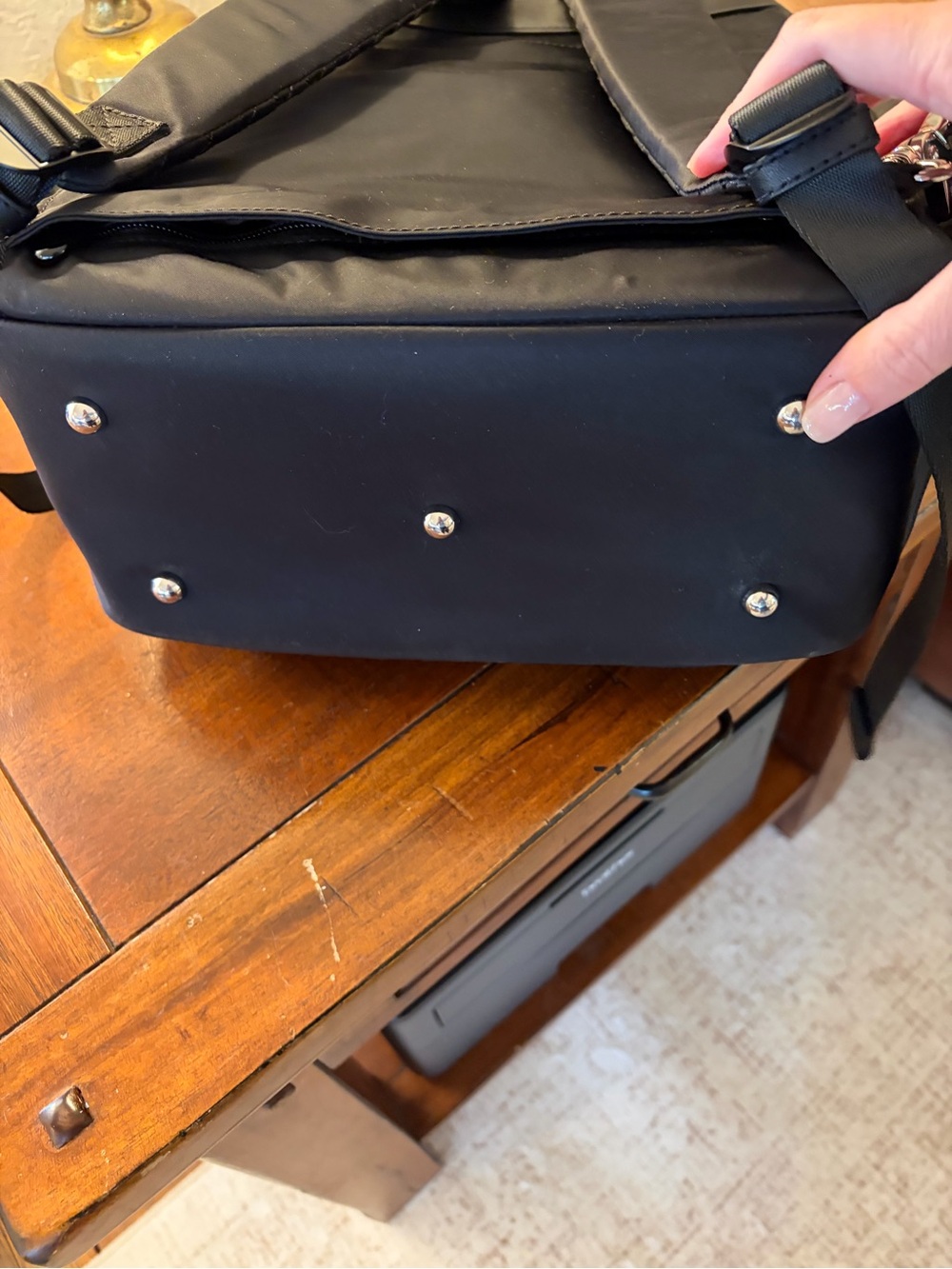 Lo & Sons Black Travel Backpack with Leather Trim - Picture 10 of 13